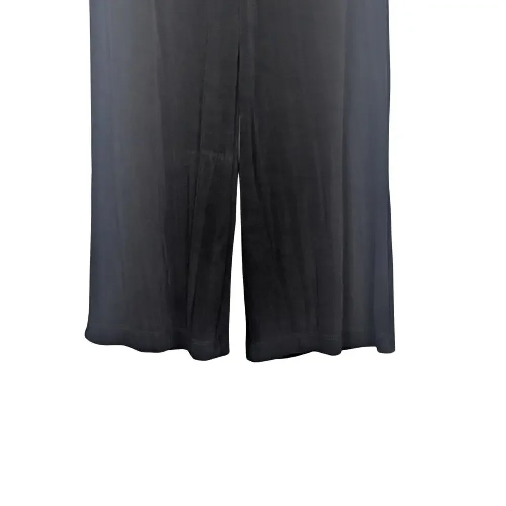 Chicos Travelers Pants Womens Small Black Pull On Stretch Slinky Wide Leg Comfy